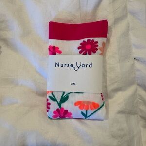 Nurse Yard Floral Socks - Pink and Green